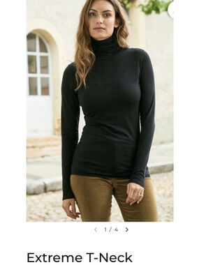 Peruvian Connection Classic Lightweight Pima Cotton Turtleneck - black- M